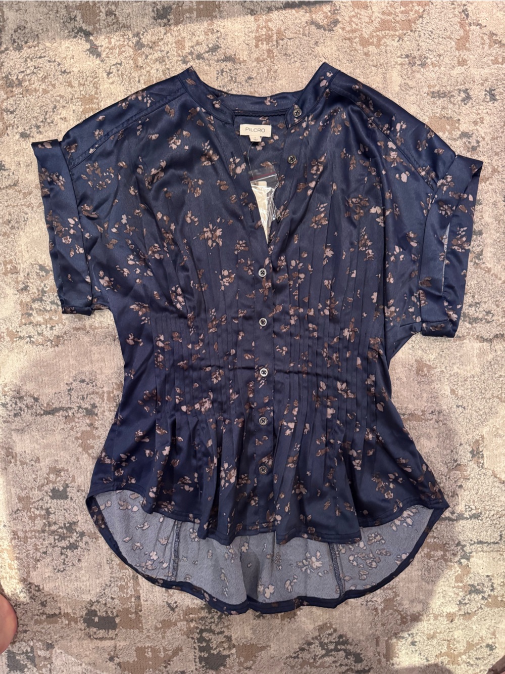 Pilcro Navy Floral Strapless Corset Bodysuit